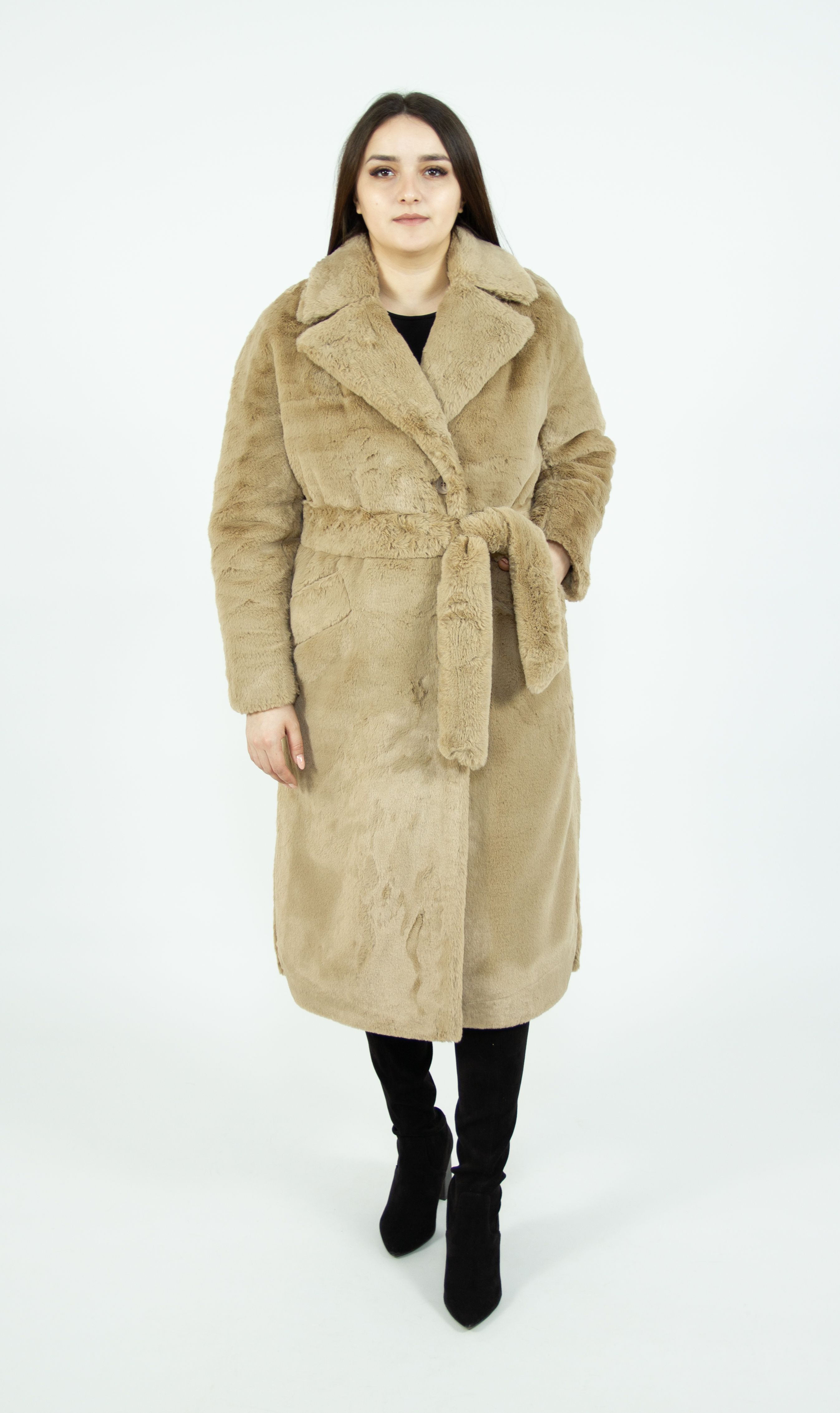 

Пальто женское 365 clothes KR-135K бежевое 50 RU, Бежевый, KR-135K