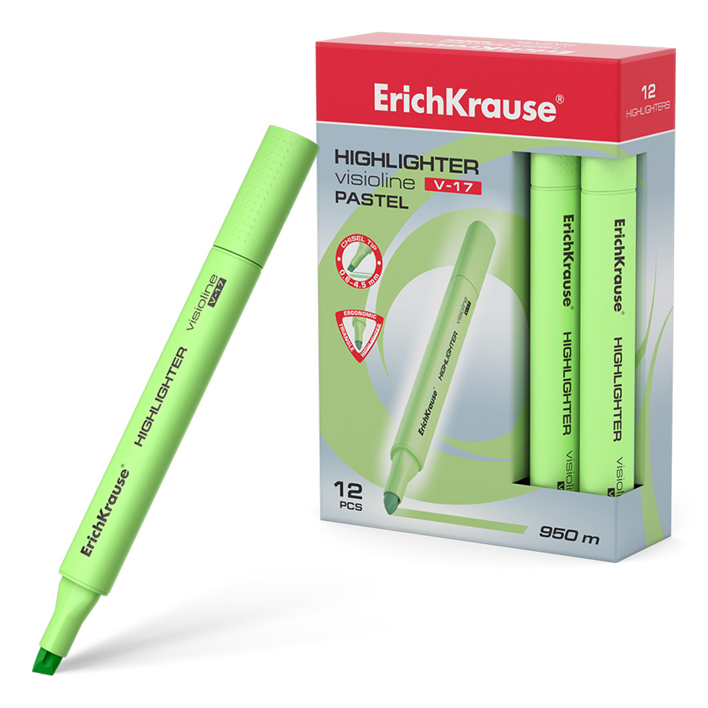 

Текстовыделитель ErichKrause Visioline V-17 Pastel зеленый