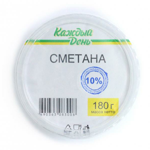 

Сметана Каждый день 10% БЗМЖ 180 г