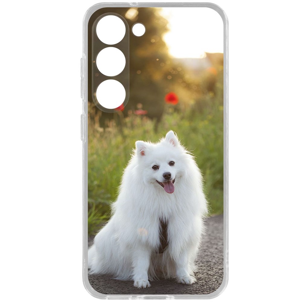 

Чехол-накладка Krutoff Clear Case Белый шпиц для Samsung Galaxy S23, Прозрачный