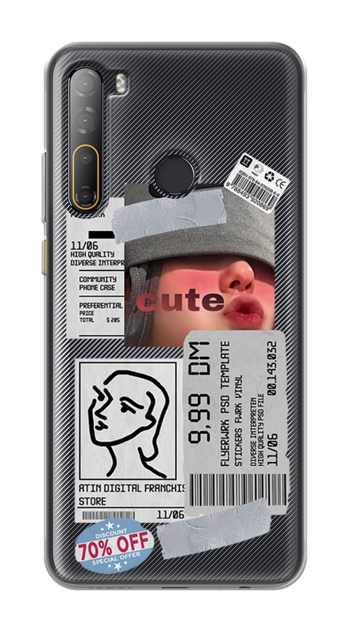 

Чехол на HTC Desire 20 Pro "Cute girl collage", Розовый;серый;голубой, 102750-6