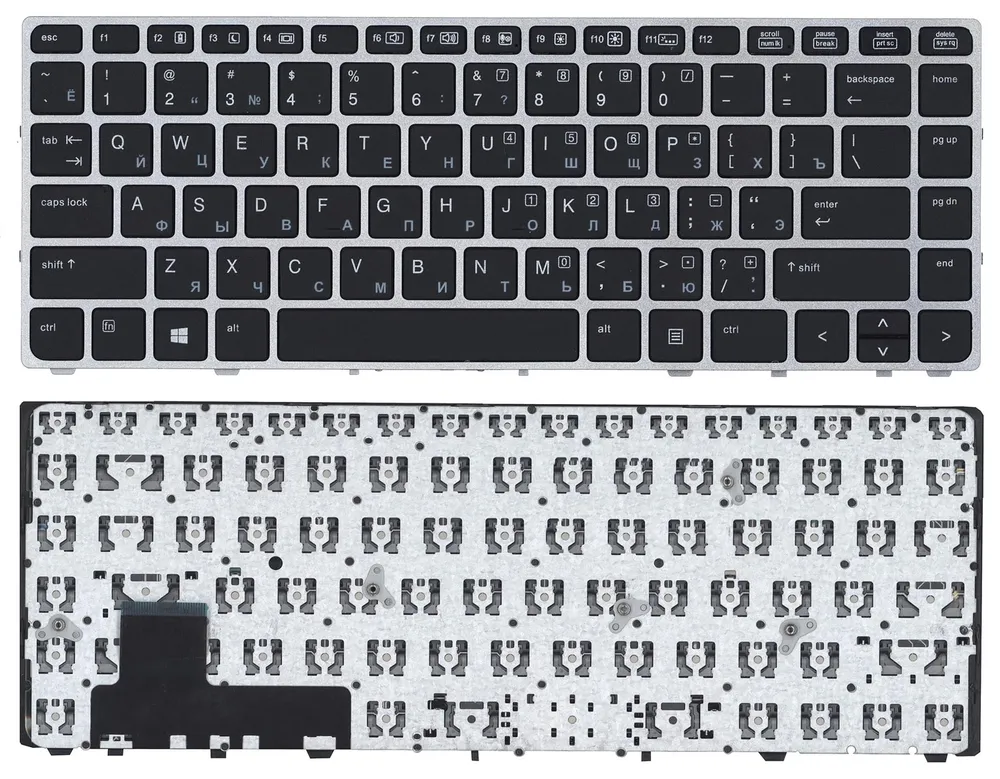 

Клавиатура для HP EliteBook Folio 1020 G1 черная с серебристой рамкой и подсветкой