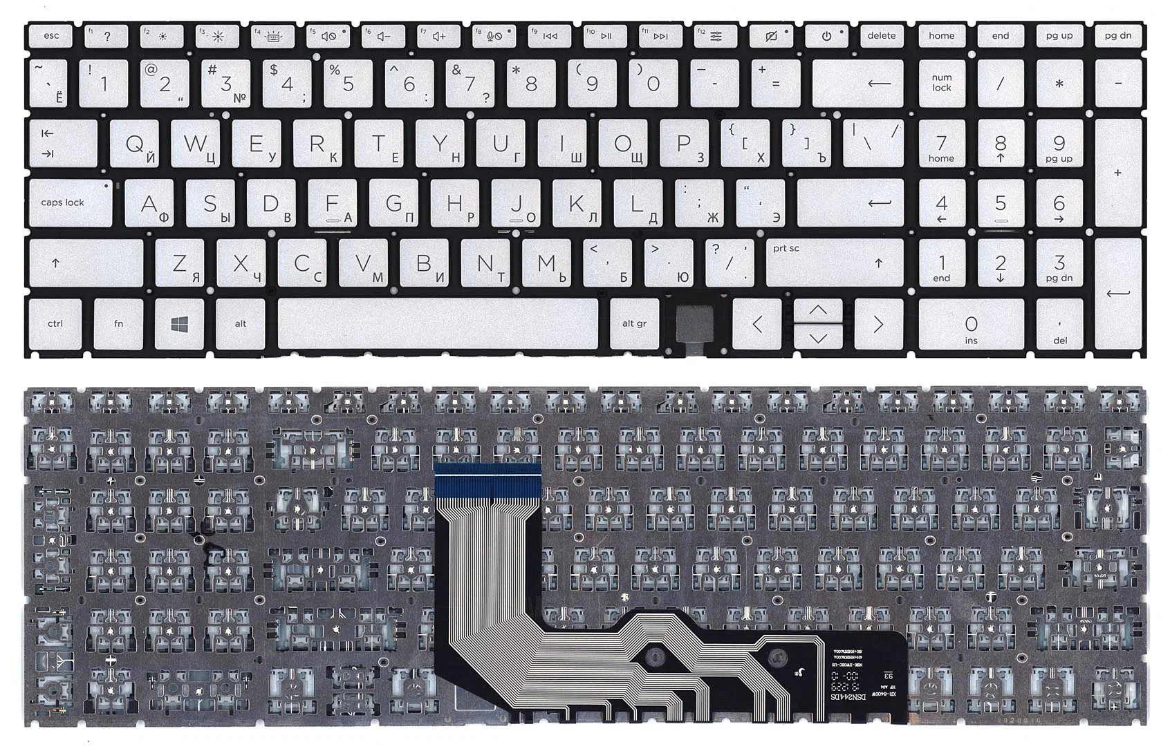 

Клавиатура для HP Envy 15-ED, 17-CG, 17-CH Series, серебристая с подсветкой
