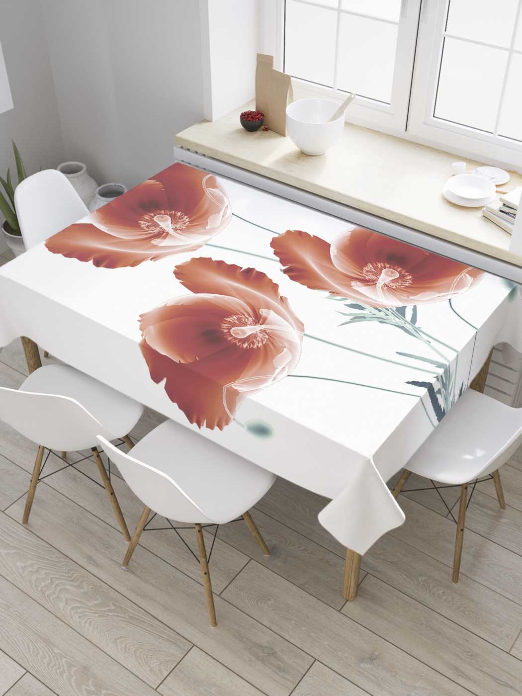 

Скатерть прямоугольная JoyArty "Энергия маков" из сатена, 120x145 см, Белый, Энергия маков