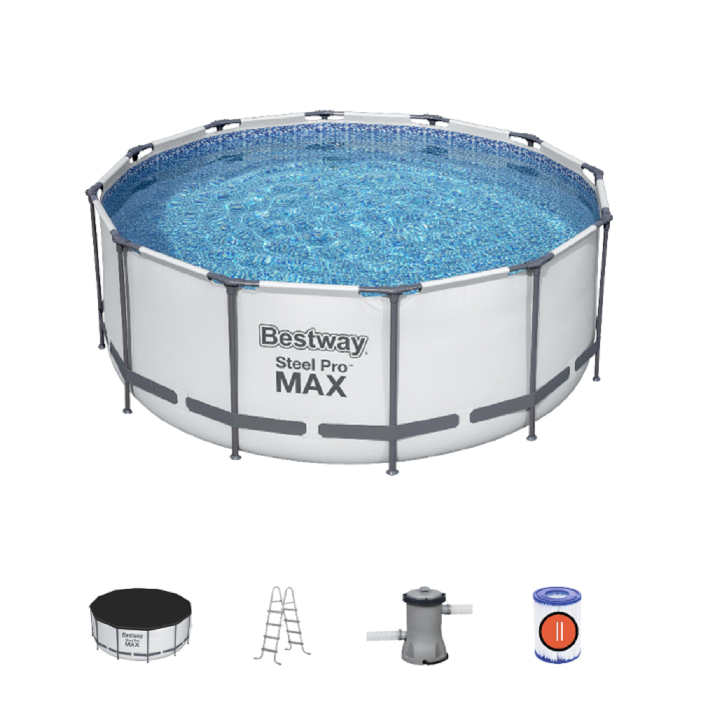 

Бассейн каркасный Bestway Steel Pro Max 56420BW 366х122 см 10250 л, Серый, 366 см на 122 см Steel Pro Max фильтр-насос лестница тент 10250 л ремкомплект