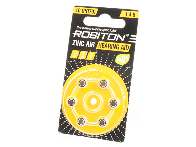 

Батарейки Robiton Hearing Aid R-ZA10-BL6 (6 штук) 16911, Hearing Aid R-ZA10-BL6