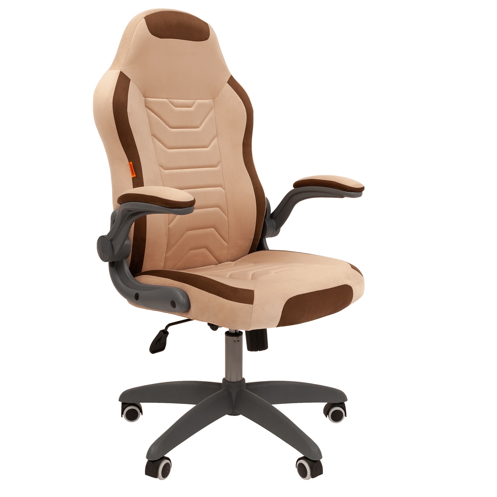 фото Игровое компьютерное кресло chairman game 50 велюр бежевый, коричневый