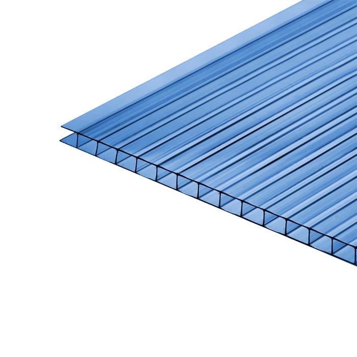 Сотовый поликарбонат, 7048422, синий, 4 мм, 2,1x6 м, УФ, , 2,1x6 м, УФ