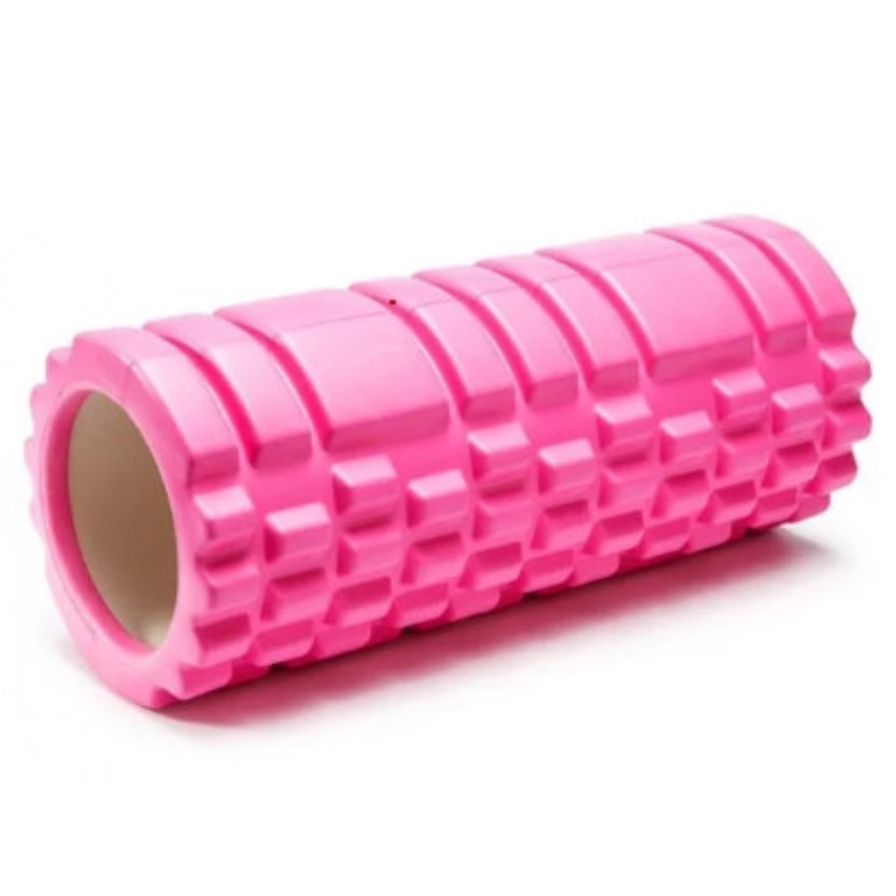 Массажный ролик Solmax для йоги и фитнеса, 33x14 см, розовый