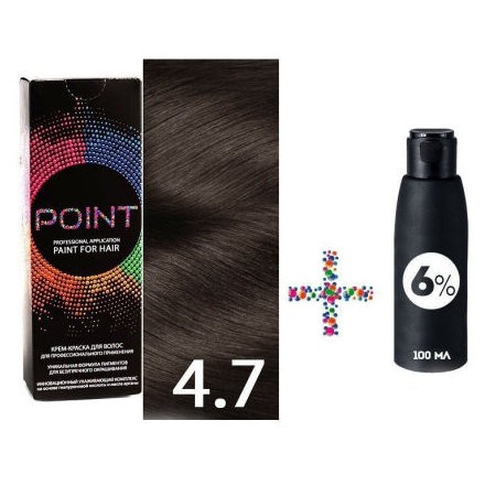 фото Крем-краска для волос point 4.7 и крем-окислитель 6%