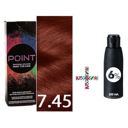 фото Крем-краска для волос point 7.45 и крем-окислитель 6%
