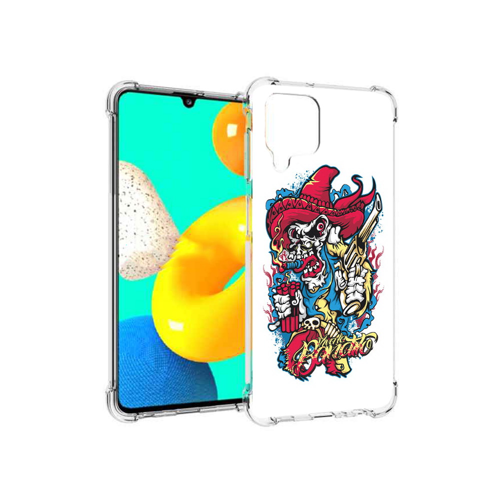 Чехол MyPads Tocco для Samsung Galaxy M22 нарисованный скелет с писталетом