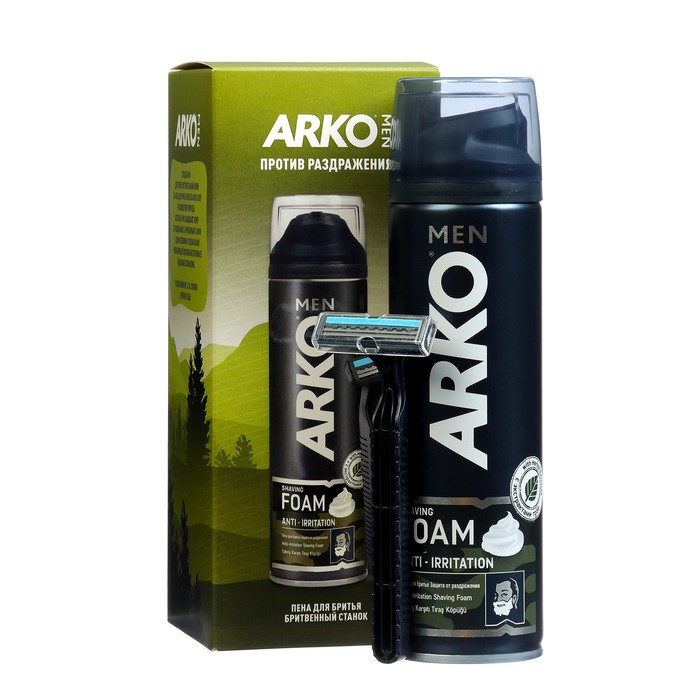 Набор Arko Men пена для бритья Anti-irritation и бритвенный станок дорожный бритвенный набор il ceppo в коричневом чехле станок пинцет книпсер