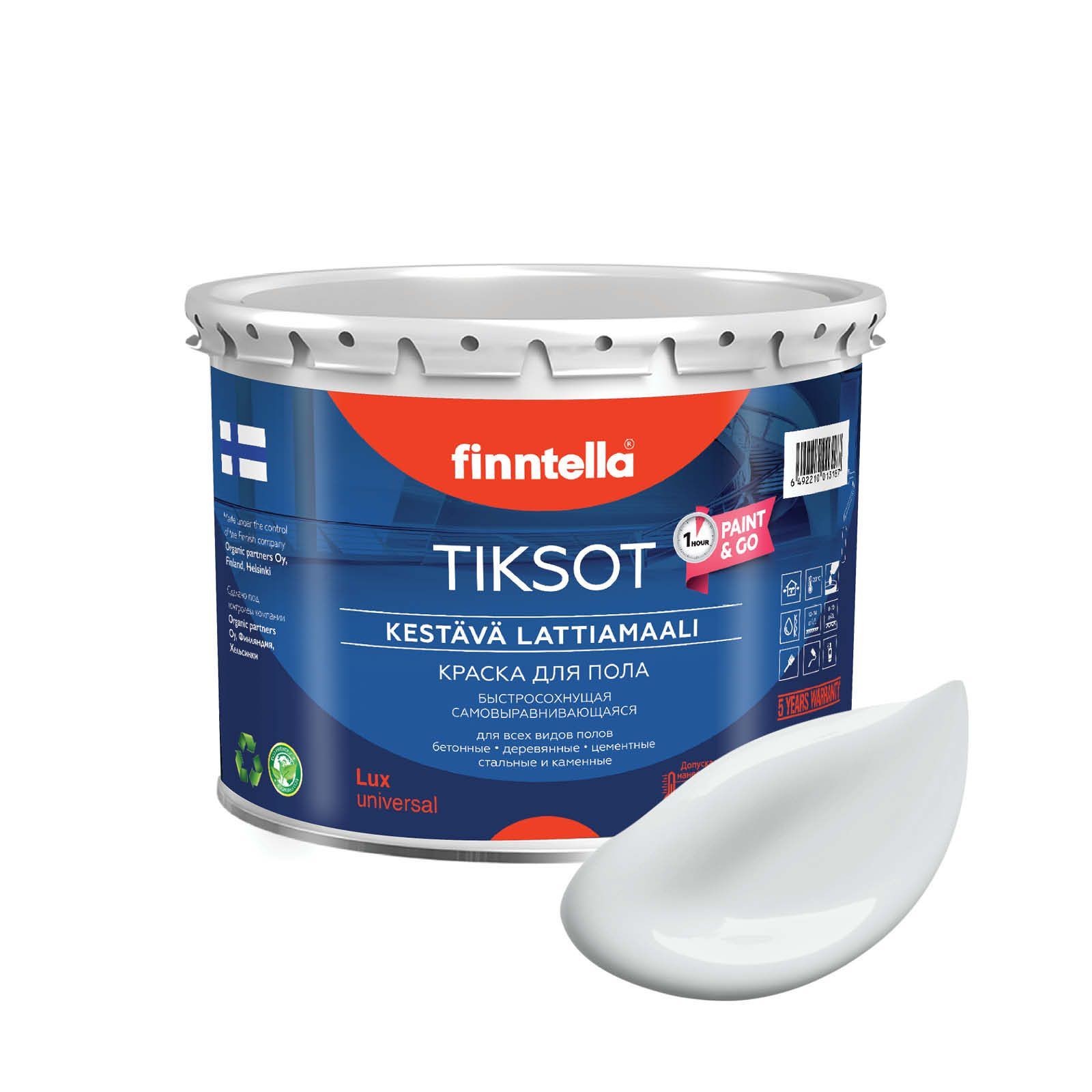 

Краска TIKSOT, PLATINUM бело-серый, 2,7л, для пола самовыравнивающаяся TIKSOT. Сохнет за 1 час.