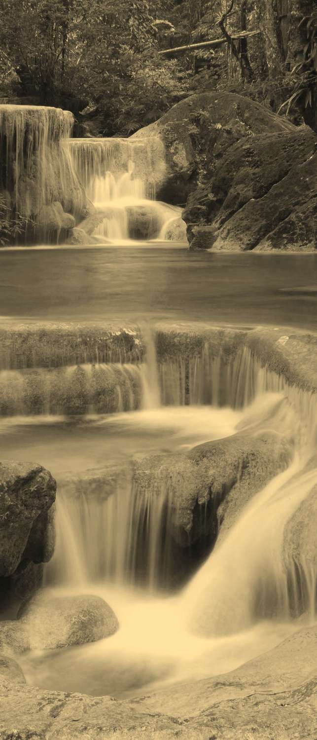 фото Самоклеющиеся фотообои "тайский водопад", 90x210 см, эффект сепия, отраженный фотообои.рф