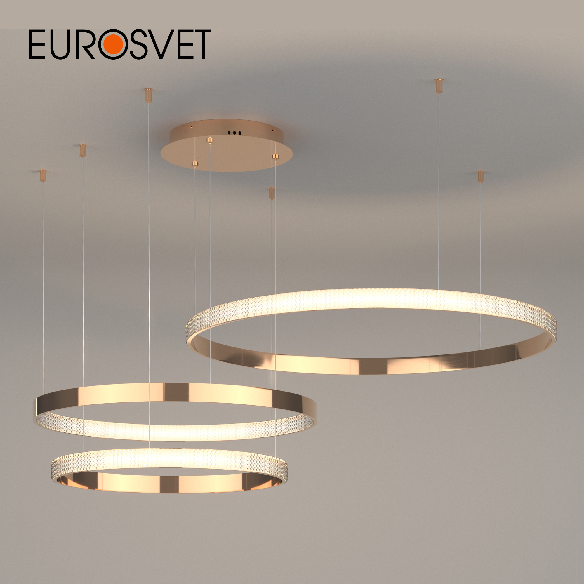 

Подвесной LED светильник на 3 кольца с ПДУ Eurosvet Posh 90175/3 100W 3300-6500К медный, Posh