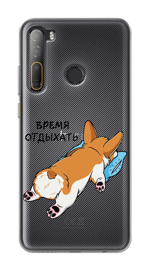 

Чехол на HTC Desire 20 Pro "Корги отдыхает", Черный;коричневый;голубой, 102750-1