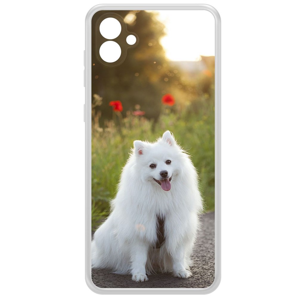 

Чехол-накладка Krutoff Clear Case Белый шпиц для Samsung Galaxy A04e (A042), Прозрачный
