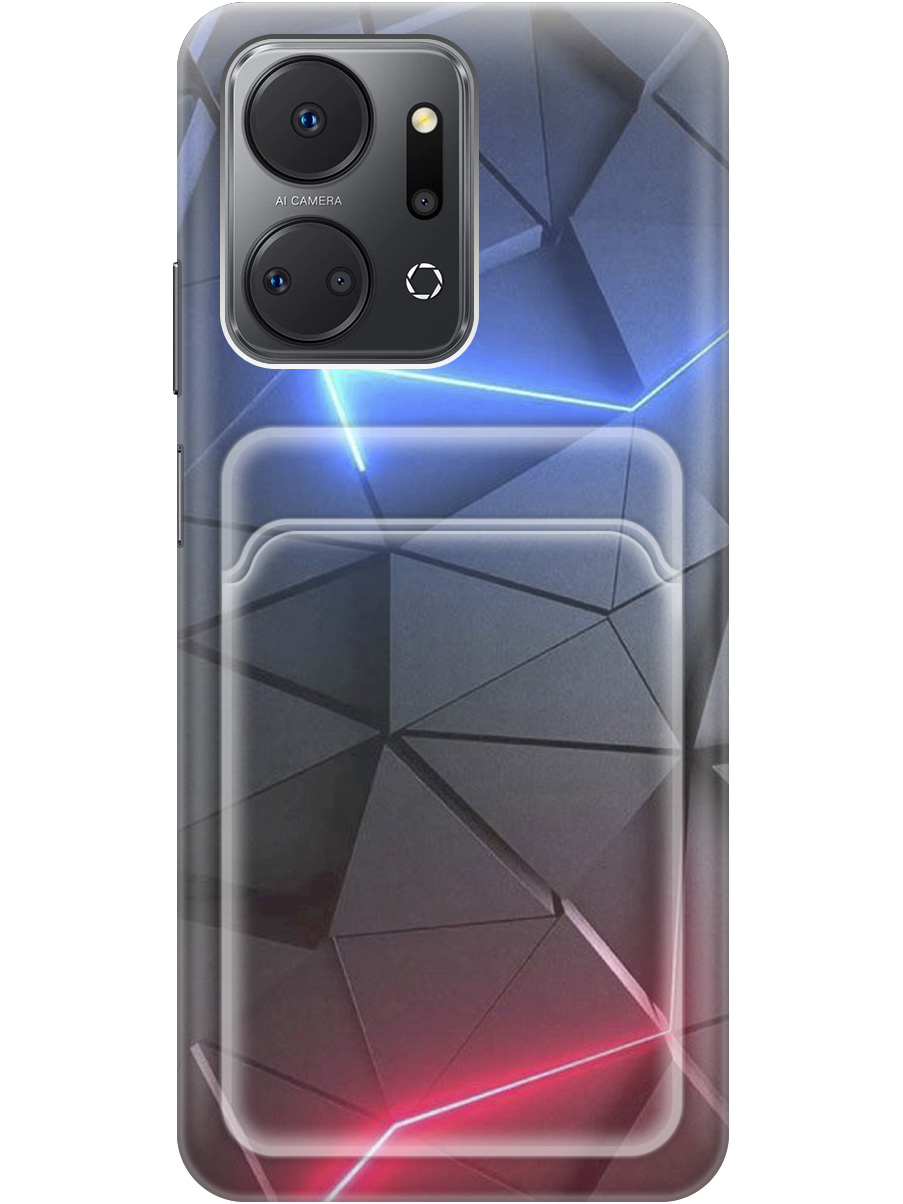 

Силиконовый чехол на Honor X7a с рисунком "Графитовые грани", Серый;синий, 20011943