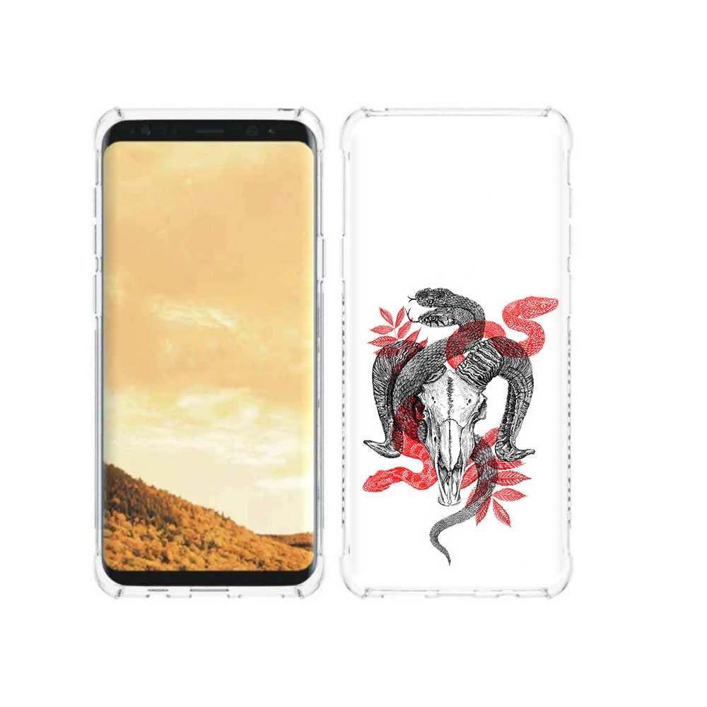 

Чехол MyPads Tocco для Samsung Galaxy S9 змея в черепе рисунок (PT98329.588.365), Прозрачный, Tocco