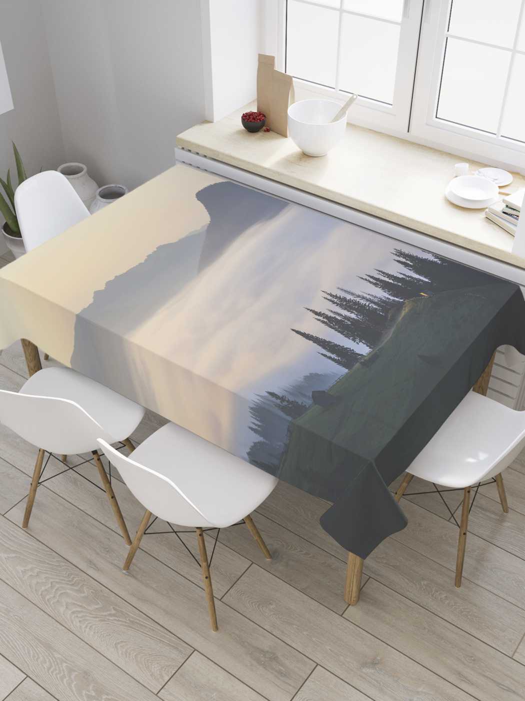 

Скатерть прямоугольная JoyArty "Озерный туман" из сатена, 120x145 см, Белый, Озерный туман