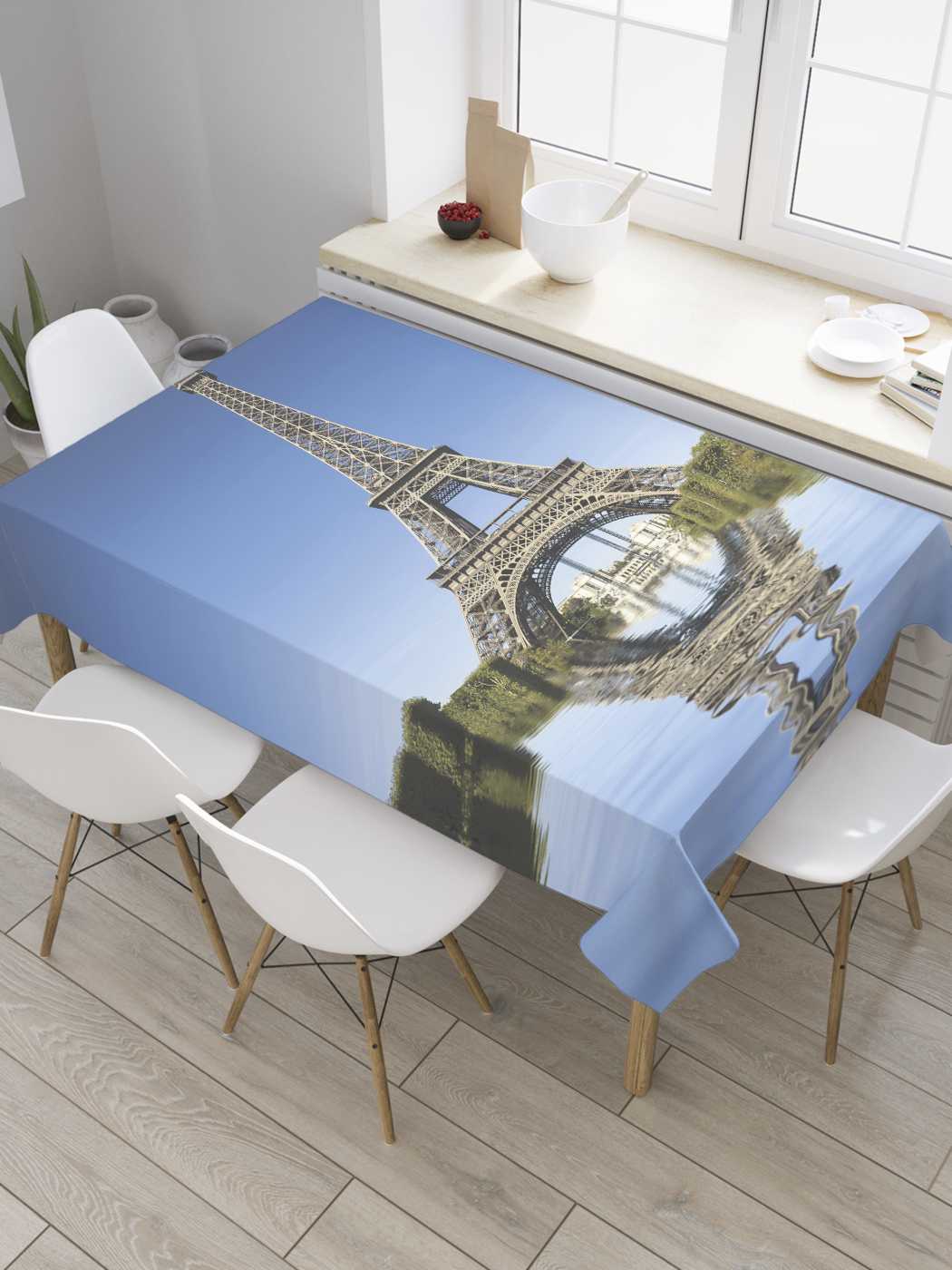 

Скатерть прямоугольная JoyArty "Эйфелева башня на реке" из сатена, 120x145 см, Голубой, Эйфелева башня на реке
