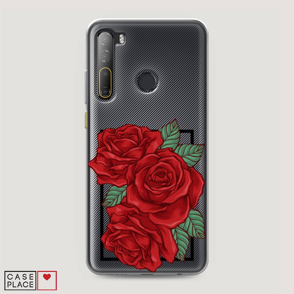 

Чехол на HTC Desire 20 Pro "Три алые розы", Красный, 102750-2