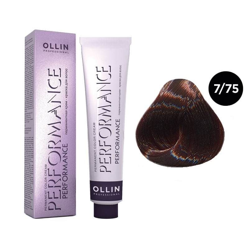 Краска для волос Ollin Professional Performance 7/75 Русый коричнево-махагоновый 60 мл