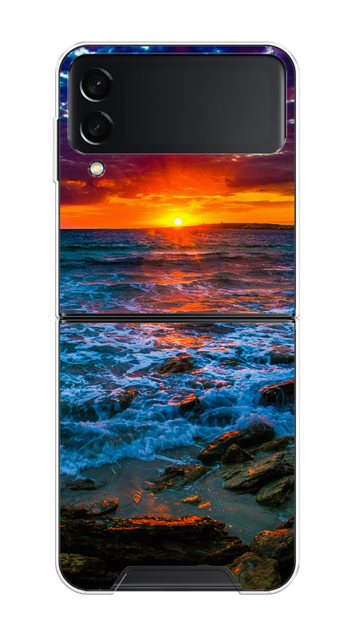 

Чехол на Samsung Galaxy Z Flip 3 "Закат 1", Оранжевый;синий, 2103750-2