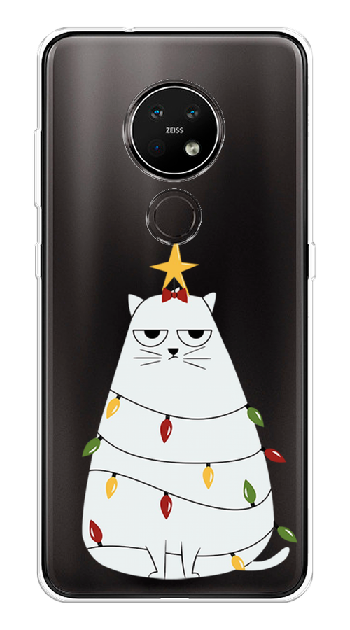 

Чехол на Nokia 7.2 "Котик в гирлянде", Белый;красный;желтый, 123150-1