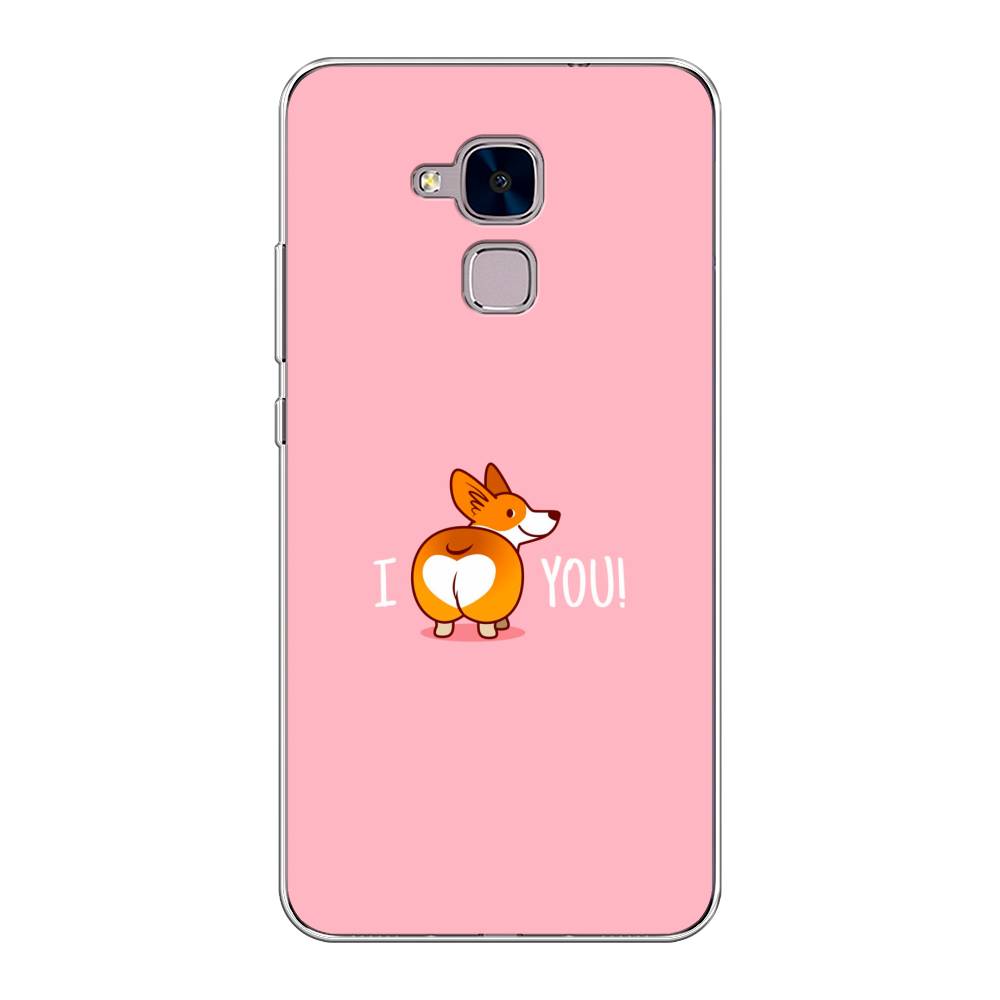 

Чехол на Honor 5C "Корги I love you", Розовый;коричневый;белый, 60450-1