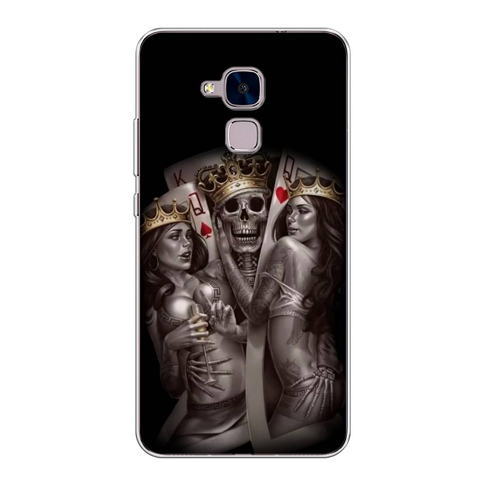 

Чехол на Honor 5C "Карты король и королевы", Серый;желтый, 60450-6