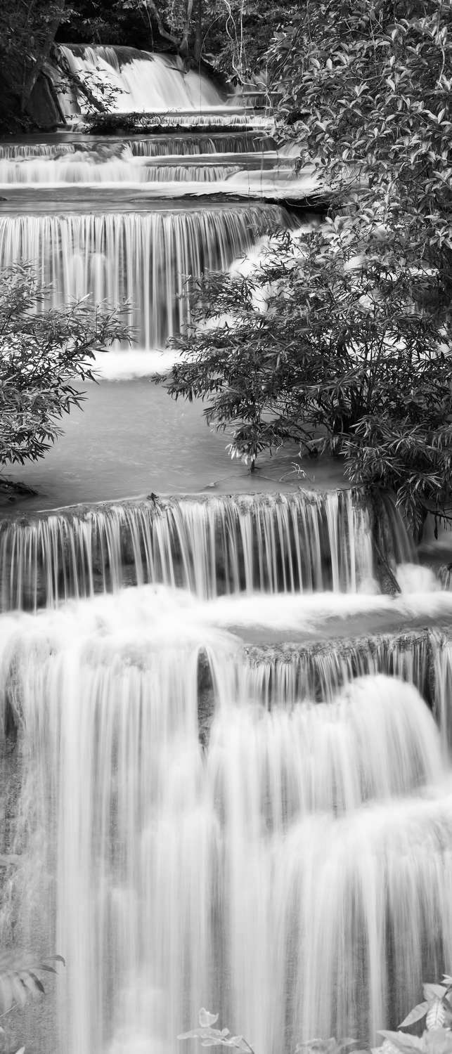 фото Самоклеющиеся фотообои "лесной водопад", 90x210 см, эффект черно-белый фотообои.рф