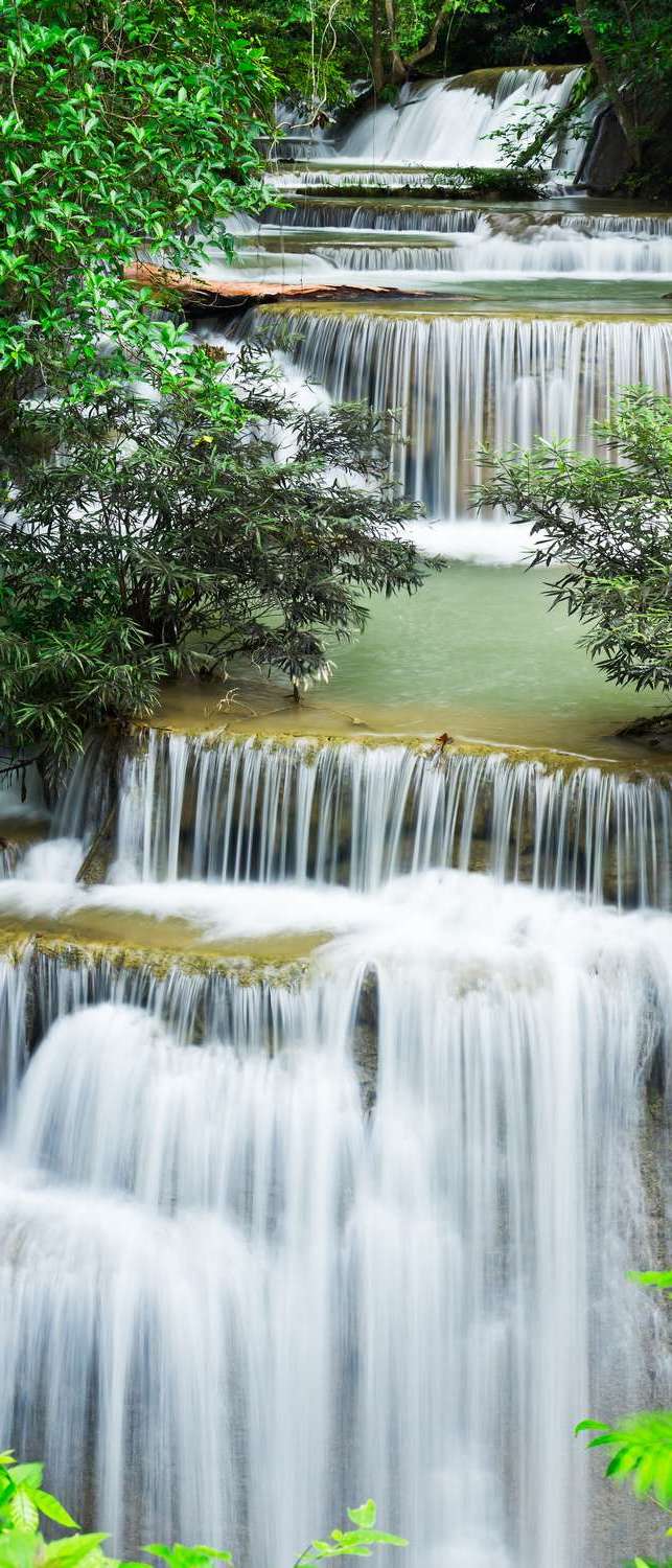 фото Самоклеющиеся фотообои "лесной водопад", 90x210 см, эффект отраженный фотообои.рф