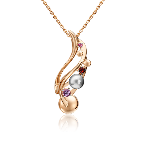 Бегунок из золота PLATINA jewelry 03-3239-00-257-1111-76, аметист/гранат