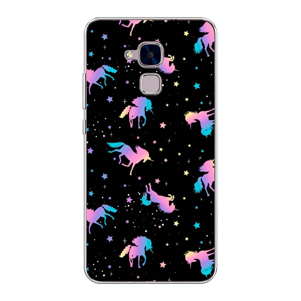 

Чехол на Honor 5C "Единороги градиент", Черный;розовый;голубой, 60450-1