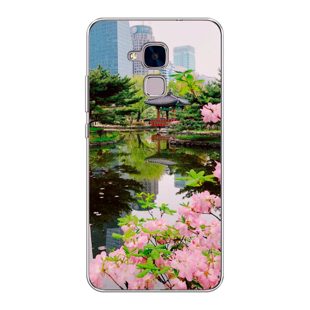 

Чехол на Honor 5C "Сакура возле озера", Зеленый;розовый;голубой, 60450-2