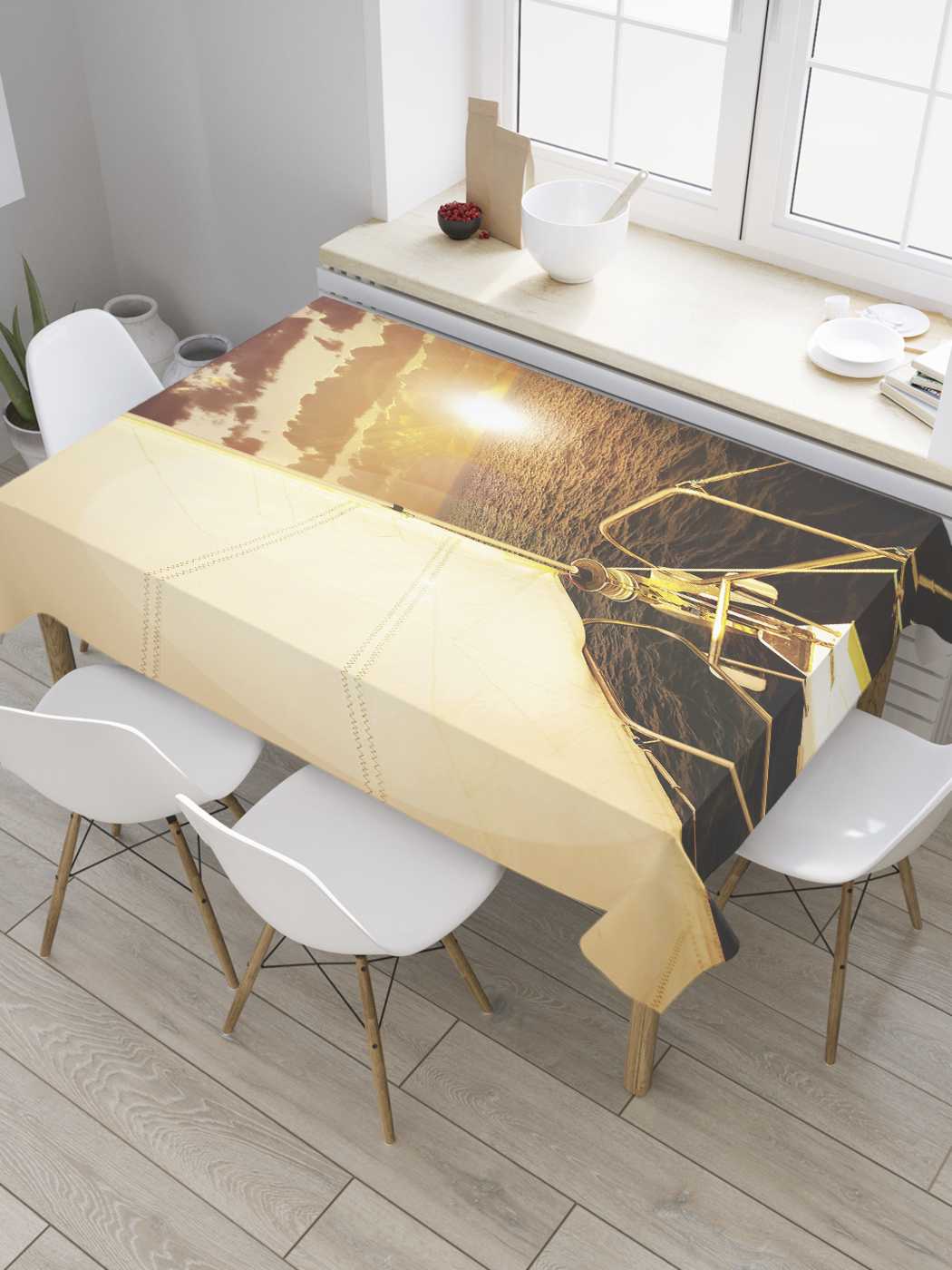 

Скатерть прямоугольная JoyArty "На носу парусника" из сатена, 120x145 см, Бежевый, На носу парусника