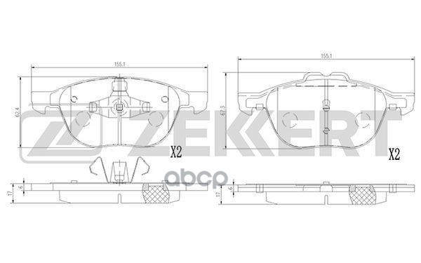 

Колодки Тормозные Ford Kuga Ii 13-, Tourneo Connect Ii 13- Передние Дисковые (Gdb2043) Zek