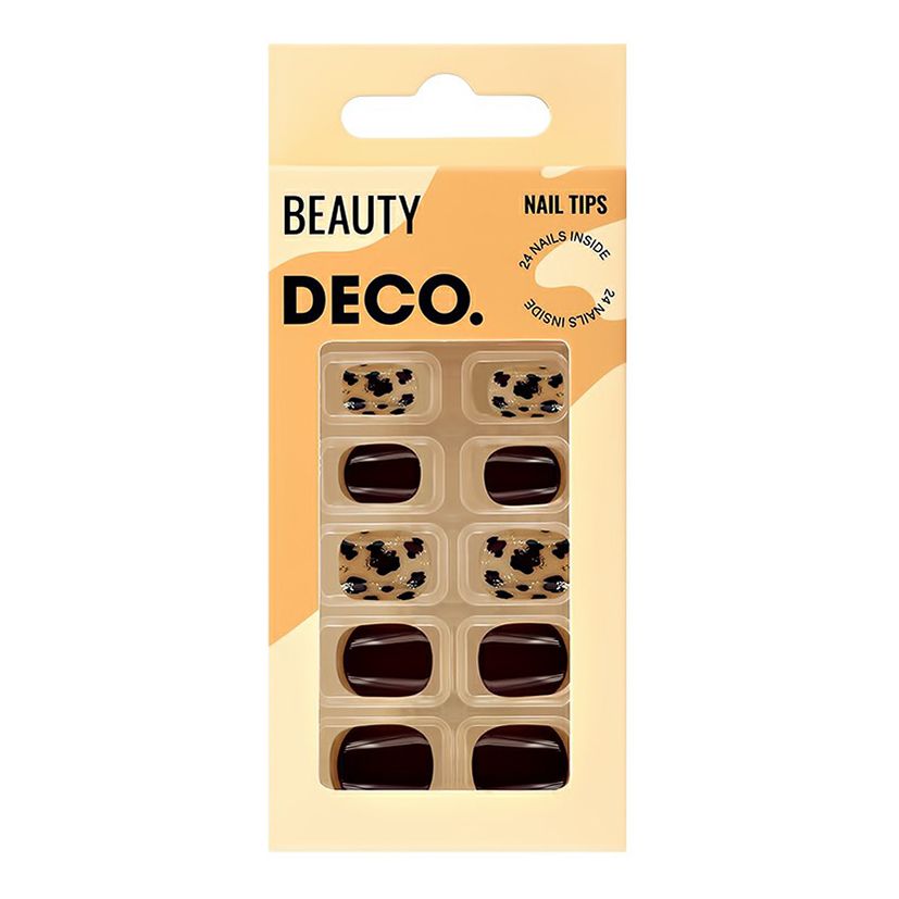 

Накладные ногти Deco Beauty leopard brawny 24 шт + клеевые стикеры 24 шт, Черный;бежевый