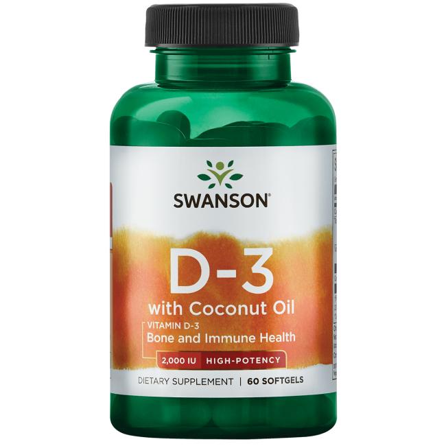 Витамин D3 Swanson Ult Vit D3 W/Coconut oil hi pot капсулы 60 шт. Swanson Ult Vit D3 W/Coconut oil hi pot 60 softgel