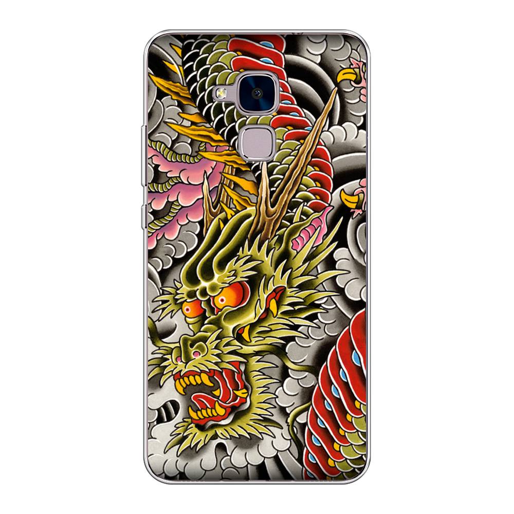 

Чехол на Honor 5C "Японский дракон", Желтый;розовый;красный, 60450-4