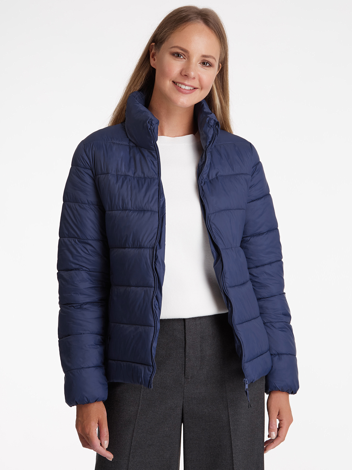 

Куртка женская oodji 10204075 синяя 44/170, Синий, 10204075