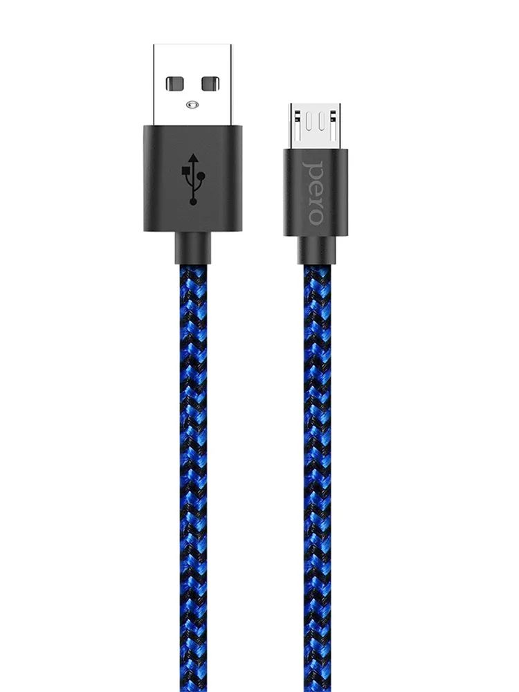 Кабель Pero DC-04 USB - Micro-USB, 2 А, 2 м, черный/синий