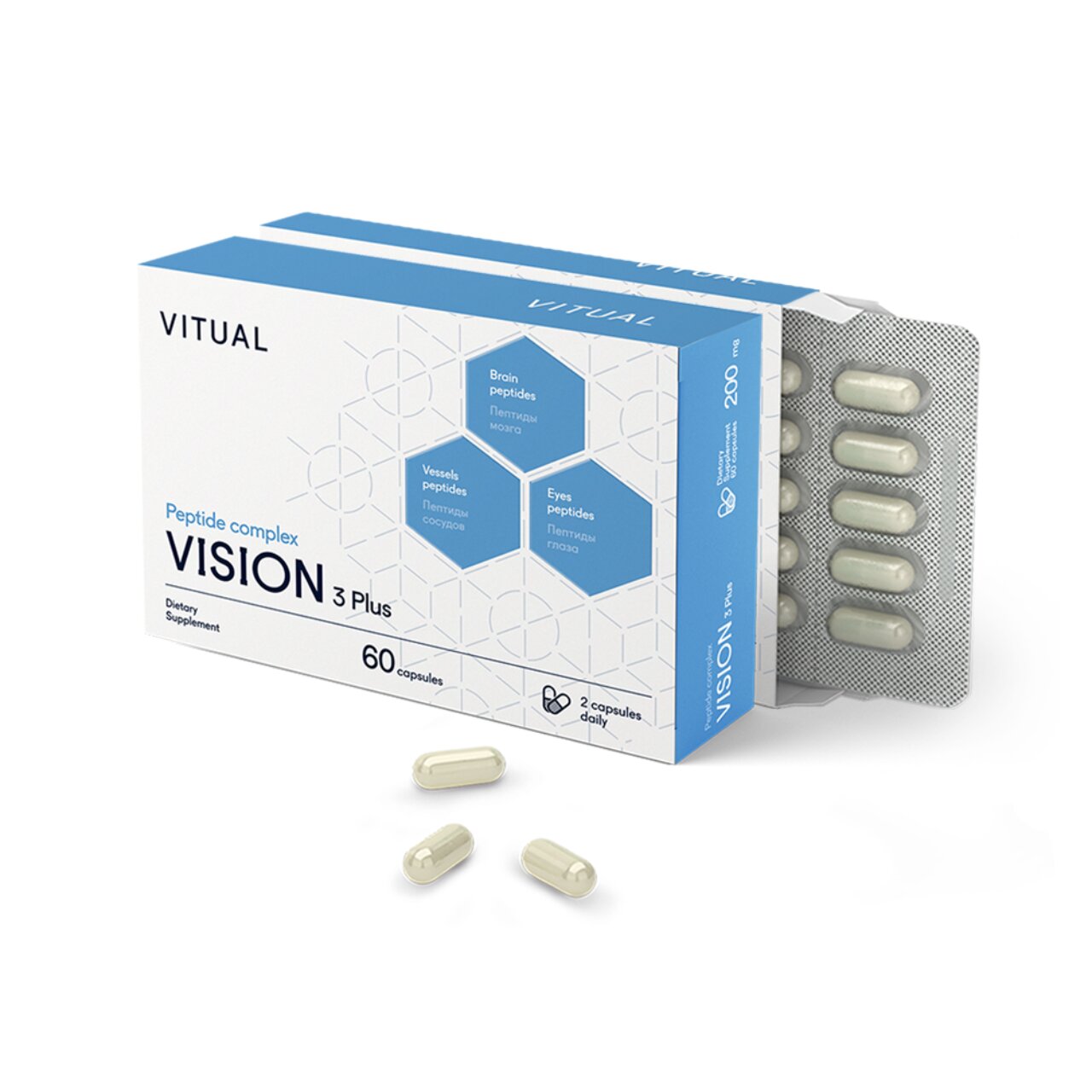 Комплекс пептидов Vitual Laboratories Vision 3 Plus капсулы 200 мг 60 шт.