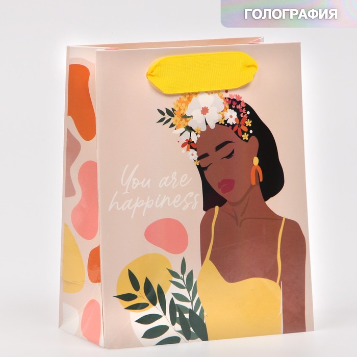 

Пакет ламинированный «Ты-счастье», радужная голография, S 12 х 15 х 5,5 см, Коллекция упаковки Girl style