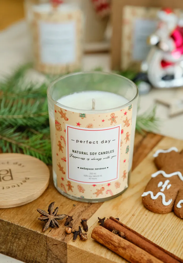 

Свеча ароматическая PERFECT DAY CANDLES Имбирное печенье хлопковый фитиль, Имбирное печенье хлопковый фитиль