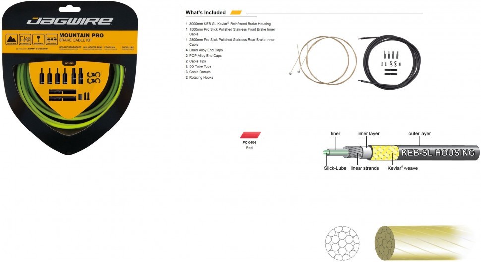 

JAGWIRE Комплект тормозных тросов Mountain Pro Brake Kit с рубашкой, заглушками, крючками