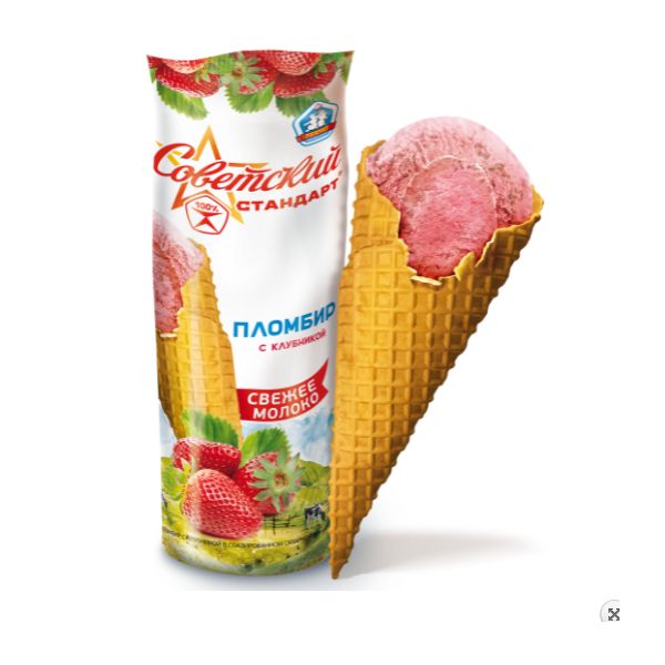 

Мороженое пломбир Советский стандарт с клубникой 14% 80 г