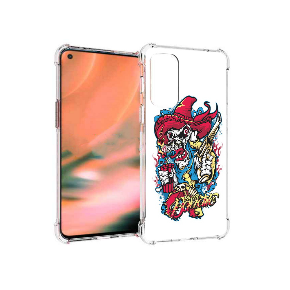 

Чехол MyPads Tocco для OnePlus Nord 2 5G нарисованный скелет с писталетом, Прозрачный, Tocco